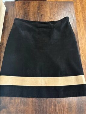 New Frontier Black Mini leather Skirt with Tan Band